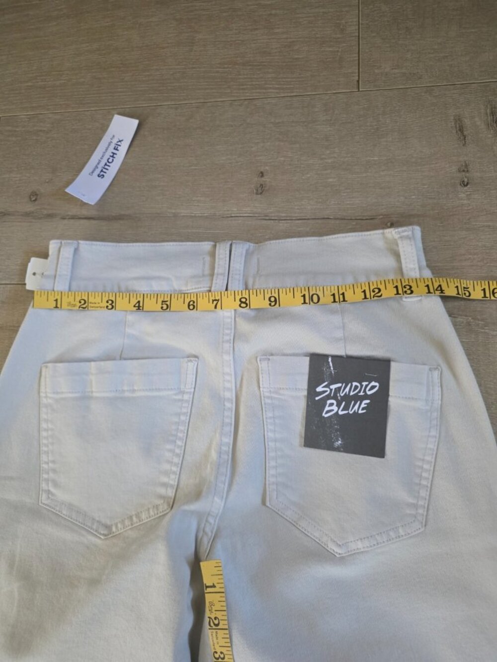 Studio Blue Destiny Extended Waistband Cropped Pants Womens 26P Beige Wide Leg - Picture 6 of 7